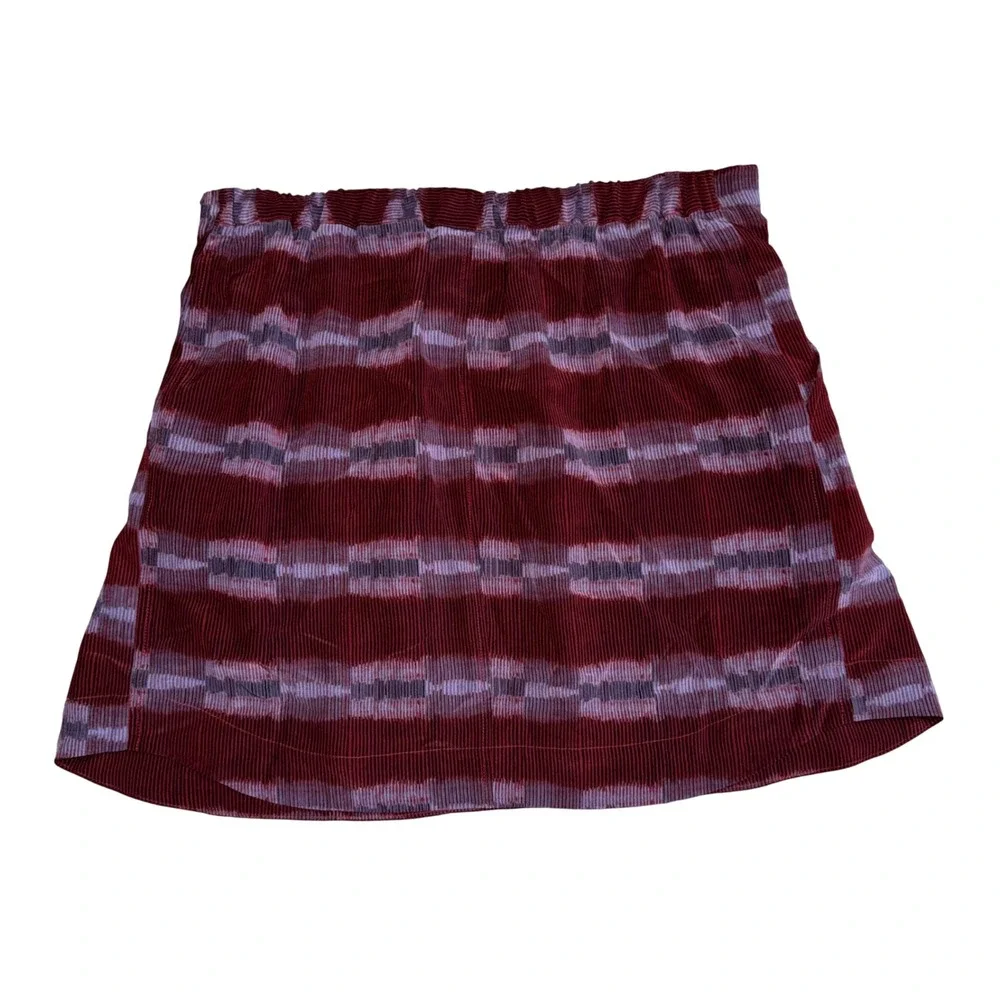 See‎ by Chloe Silk Mini Skirt Womens 2 Burgundy Stripe Elastic Waist Excellent